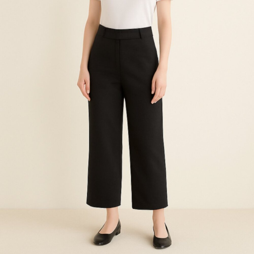 & Other Stories Black Wide Leg Pants Women 0 High Waist Trousers Minimalist